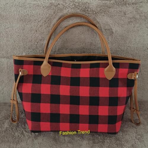 100pcs/lot hot selling monogram buffalo plaid leopard tote bag women fashion handbag trendy lady bridesmaid tote