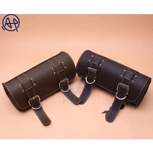 2color PU Leather Front Fork Tool Bag Luggage Saddle Bag Universal For Harley Chopper Bobber Cruiser Dyna Softail Honda Kawasaki