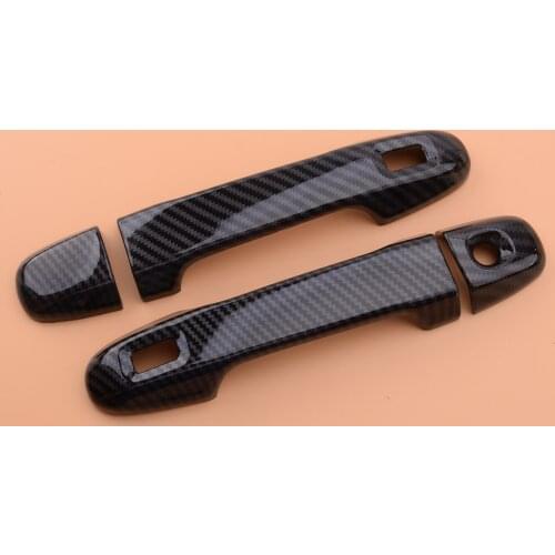 4pcs Car Carbon Fiber Style Front Door Handle Protection Cover Trim With Smart Keyhole Fit For Toyota C-HR 2017-2020