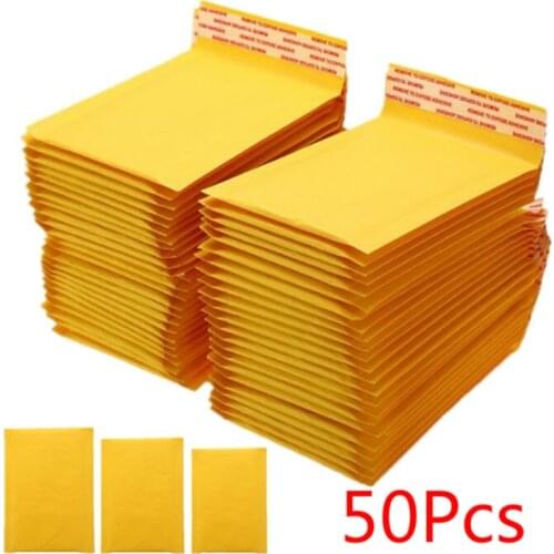 50 PCS/Set Kraft Paper Bubble Envelopes Bags Mailers Padded Shipping Envelope With Bubble Mailing Bag
