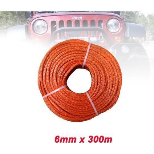 6mm x 300m synthetic winch cable/rope towing rope for ATV/UTV/off-road Red/Grey/Blue/Orange/Yellow/Black colors