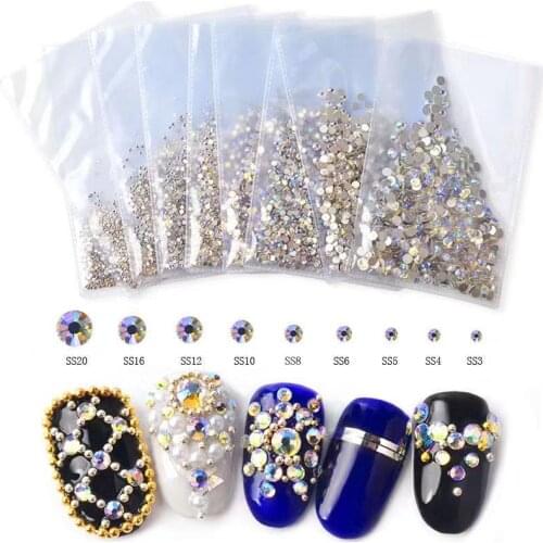 9 Style Colorful Nail Art Rhinestone Sliver Flat Drill Nail Jewelry Decals DIY Glitter Nail Decoration Tips Manicure Tools