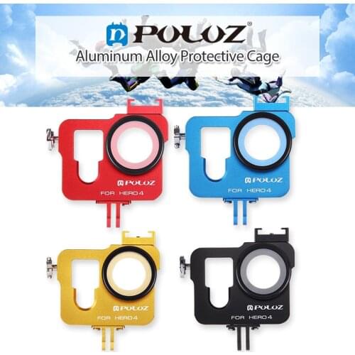 PULUZ for GoPro Accessories Housing Shell Aluminum Alloy Protective Cage with Frame UV filter & Lens Cap for GoPro HERO4 HERO 4