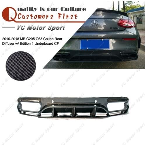 Car Accessories Carbon Fiber Rear Diffuser Fit For 2016-2018 MB C205 C63 Coupe OEM Rear Diffuser w Edition 1 Style Underboard