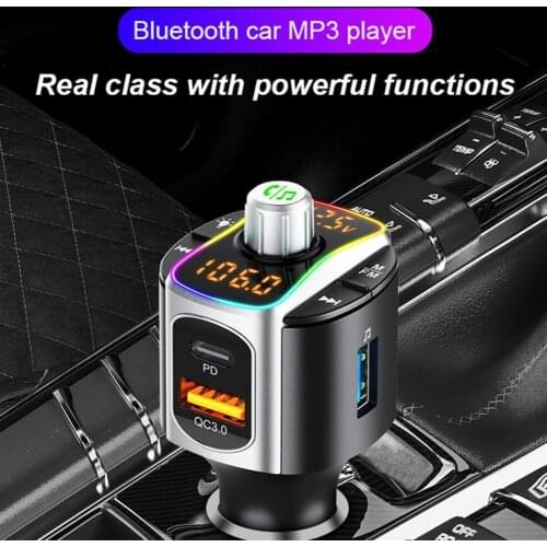 Car Bluetooth 5.0 FM Transmitter Modulator MP3 Player Colorful LED Display Car Kit USB 3 A Fast Charger Car Accessories