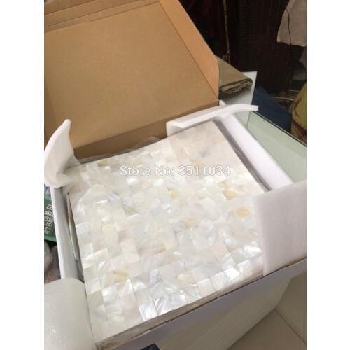 Thickness 2MM seamless white shell mosaic tiles 20MM Particle Interior Wall Design Mother Of Pearl Shell Mosaic Tiles
