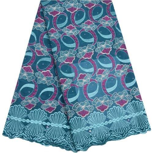 Teal Swiss Voile Cotton Lace In Switzerland African Tulle Lace Fabric High Quality Nigerian Men Women Wedding Party Dress S1738