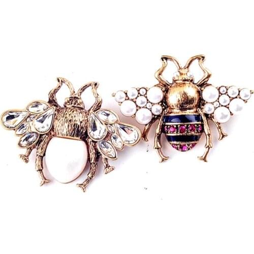10pcs/ lot Simulated Pearl Enamel Bee Insect beetle Brooch Pin
