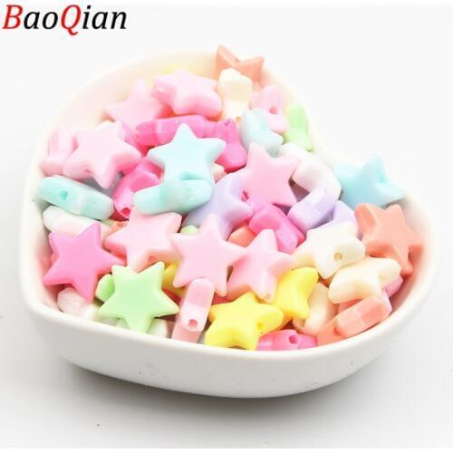 DIY Star Shape Plastic Beads Candy Color Acrylic Beads Jewelry making Children Necklace Accessories 50Pcs/Lot