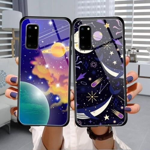 Space vector Phone Case Tempered Glass For Samsung S7 S8 S9 S10E S20 21 30 Plus ultra Note 8 9 10 Plus A7 2018
