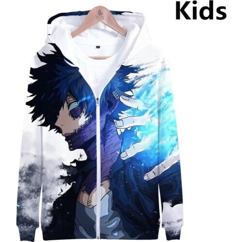 3 To 14 Years Kids Hoodie My Hero Academia 3D print Zipper Hoodies boy/girls Sweatshirt bakugo katsuki Deku 3D Jacket Dabi Coat