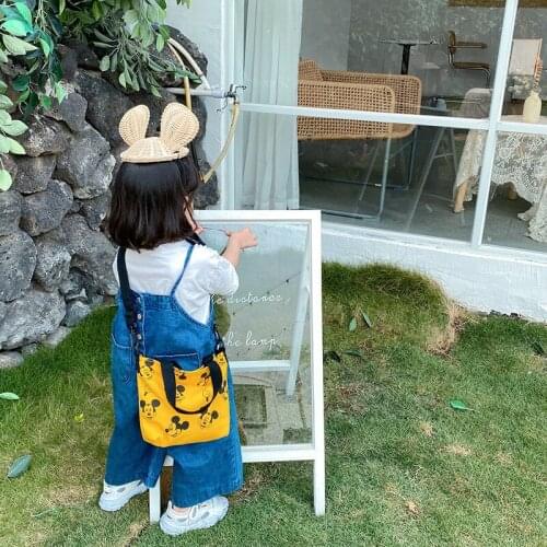 Disney Childrens Bags 2021 New Trendy Canvas Shoulder Bag Cartoon Anime Baby Coin Purse Girls Messenger Bag