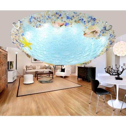 Children lamp Shell Ceiling Lamps Balcony Corridor Kids Room Creative Ocean Fish Shells glass LED ceiling lights ZA FG264