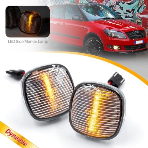 For Skoda Fabia Octavia Superb Roomster LED Dynamic Amber Turn Signal Lights Side Marker Lamps Front Bumper 1999 2000 2001 2002