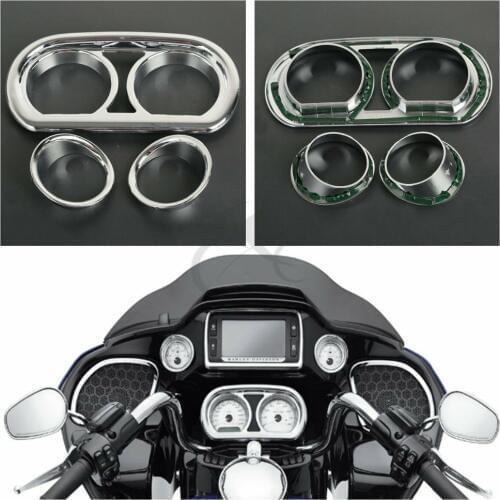 Chrome Gauge Bezel Trim Kit Fit For Harley Road Glide FLTRX Ultra FLTRUSE Special FLTRXS 15-18