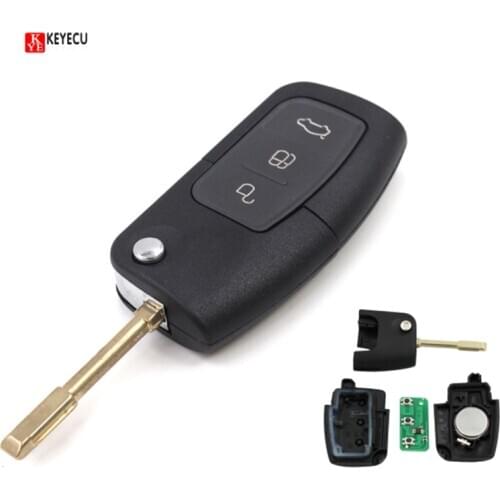 Keyecu Remote Key Flip Key Fit For Ford Focus 2 Mondeo C S Max Galaxy Fiesta Fob Car Smart Keyless Entry TRANSIT 433MHZ 80Bit