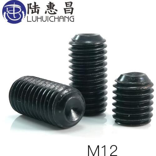 LUHUICHANG M12 12.9 Alloy Steel Metric Thread Cup Point Grub Screws Inner Hexagon Socket Set Grub Machine Screw Bolts