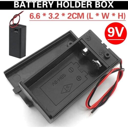 Mayitr 1pc Black High Quality Battery Holder Box Portable Batteries Storage Case With Cover And ON/OFF Switch