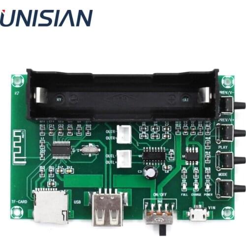 UNISIAN Bluetooth 5.0 PAM8403 Mini Audio Amplifier 2*5W 2.0 channel HIFI Digital Power Amplifier Board Support SD Card USB disk