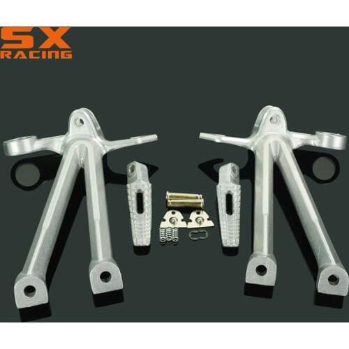 Motorcycle Silver Black Street Bike Rear Foot Pegs Pedal Footrest For HONDA GSXR1000 GSXR 1000 2007 2008 07-08