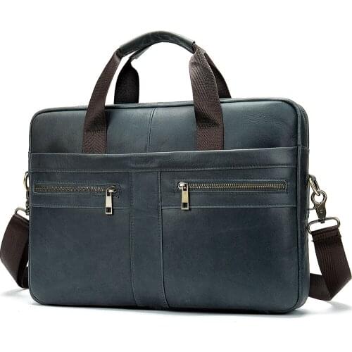 Mens Genuine Leather briefcase Male man laptop bag natural Leather for men Messenger bags mens briefcases 2019