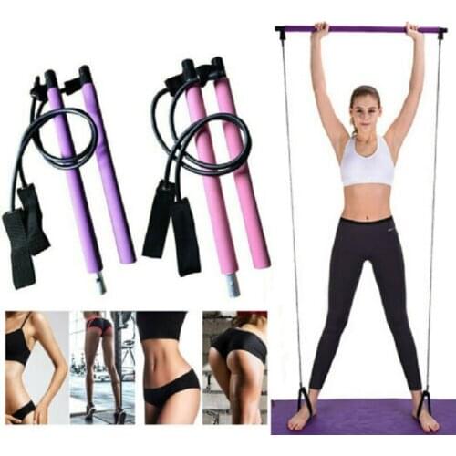 Portable Pilates Bar Kit Stretch Rope Gym Stick Yoga Exercise Trainer Pull Ropes Gym Workout Elastic Bands For Lose Weight