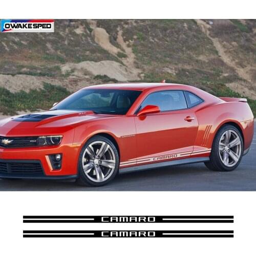 Racing Sport Stripes Car Door Side Skirt Stickers Auto Styling Body Decor Decals For Chevrolet Camaro RS LS SS LT 2010-2018