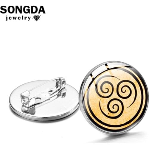 New Avatar The Last Airbender Womens Brooch Glass Round Badge Lapel Pins Retro Decorative Pattern Brooches Best Fashion Jewelry
