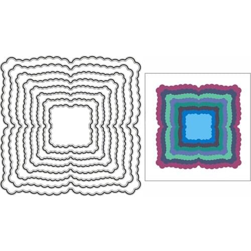 New Scalloped Edge Squares Craft Embossing Mold 2021 Metal Cutting Dies for DIY Decor Scrapbooking Album Card Making No Stamps