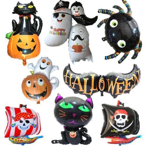 New 1 pcs 10 Styles Black Cat Pumpkin Bat Skull Halloween Eve Foil Balloons Decor Inflatable toys Helium Balloon Party Supplies