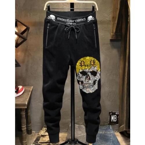 New Summer design Men Sweatpants with Rhinestones asina size M-2XL pants 2021