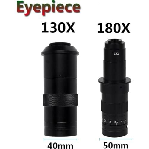 Video Microscope Lens Eyepiece 130X 180X Adjustable Zoom C mount Lens Accessories Glass Magnification Eyepiece Wide Angle Lens