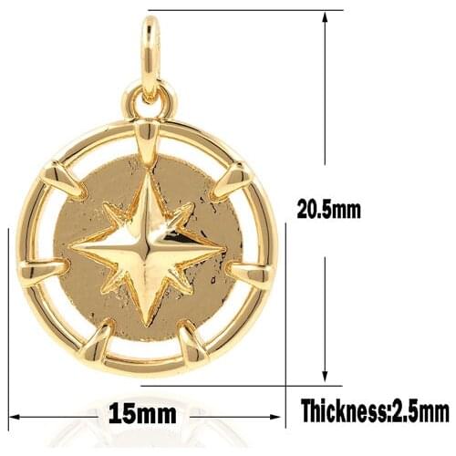Disc Star Necklace Gold Star Pendant Four-pointed Star Charm DIY Jewelry Making Accessories 20.5x15x2.5mm