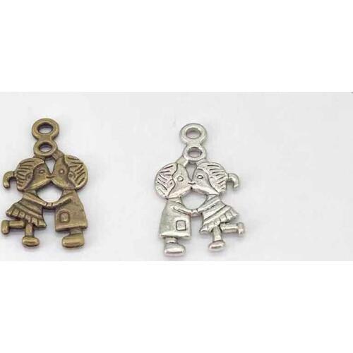High quality 13 pcs alloy kiss couple Boy girl charms fit DIY hand made necklace earring bracelet Jewelry Making accessories
