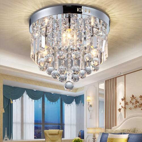 Simple modern three LED round creative warm bedroom study entrance pass aisle home small crystal lamp ceiling lamp lighting lamp