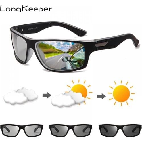 LongKeeper Polarized Photochromic Sunglasses Men Chameleon Discoloration Sports Driving Sun Glasses Male Driver Safty Goggles