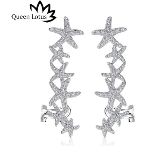 Queen Lotus Modern Women Earring 2018 Long Clip Earrings Personality Star Earrings Korean Crystal Earrings Jewelry Accessories