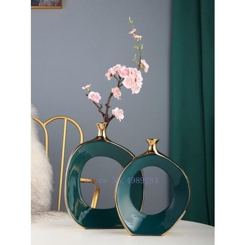 Creativity Ceramics Golden Cutout Vase Handicrafts Flower Vase Flower Arrangement Hydroponics Modern Home Desktop Decoration