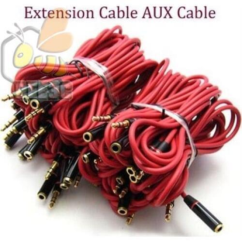 Red 3.5mm Male to Female Headphone extension Audio cable Extension Stereo AUX Cable For monster headphone earphone Adapter 1000p