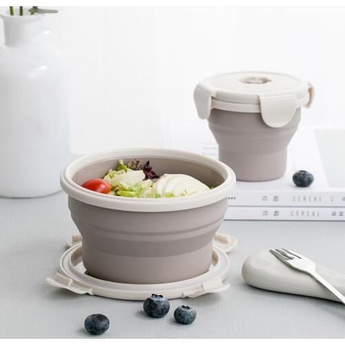 Outdoor Silicone Collapsible Bento Lunch Box Food Storage Container Microwave Round Portable Picnic Camping Travel Food Lunchbox