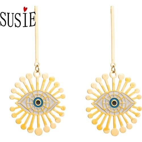 LOVE SUSIE Ladies Earrings Devils Eye Long Tassel Classic Earring Stainless Steel Fashion Jewelery Accessories