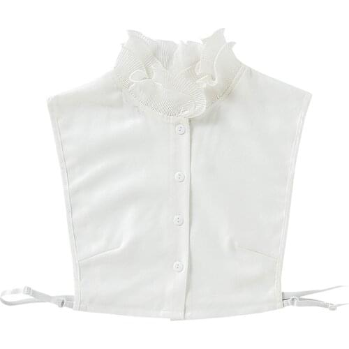 Women Sweet Layer Agaric Ruffles Stand False Fake Collar Detachable Collar Button Down Half-Shirt Women Clothes Accessories