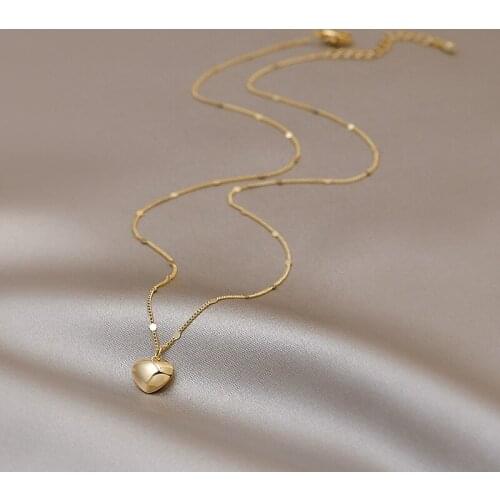 Simple Love Heart Necklace 2021 New Trendy Metal Heart Necklace for Women Delicate Clavicle Chain Female Fashion Elegant Chokers