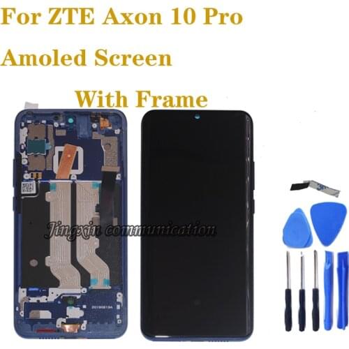 6.47" Original Amoled For ZTE Axon 10 Pro LCD display touch screen Digitizer assembly for axon 10pro 4G 5G OLED parts with frame