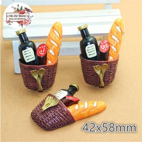 2PCS bread Bacon red wine Resin Flat back Cabochon Miniature food Art Supply Decoration Charm Craft DIY Accessories