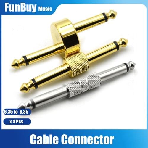 4pcs 6.35mm Guitar Effect Pedal Audio Adapter Connector 6.5mm Plug Metal Solder Connection Converter Plug Patch