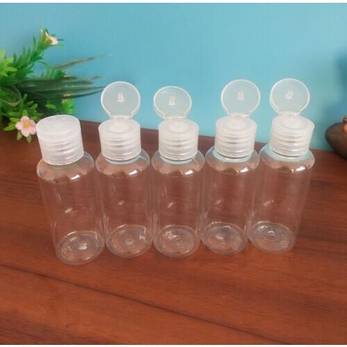 5Pcs 50 Ml Empty Transparent Plastic Clamshell Water Bottle Crystal Clear Flip Portable Flip Bottle