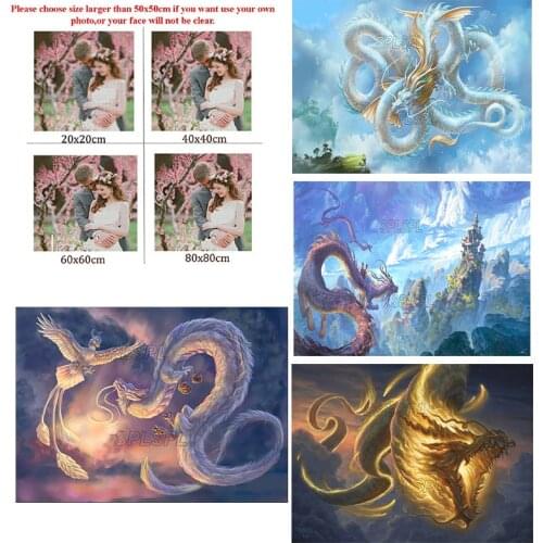 5D Diy Diamond Painting Dragon Full Circle Diamond Summon God Dragon Cross Stitch Kit Mosaic Home Decoration Can Be Customized