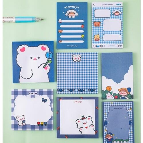 80 Sheets Cute Cartoon Bear Note Student Ins Girl Message Notepad Note Paper Stationery Kawaii Decor Memo Pad