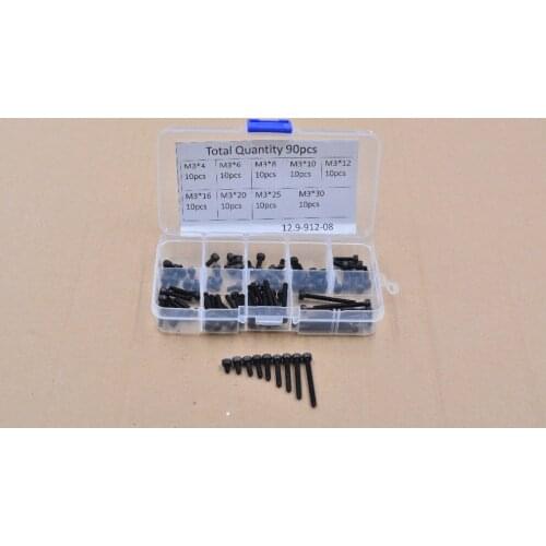 3D printer accessories 90pcs high strength alloy steel screw DIN912 M3 hexagon socket head cap 304 stainless